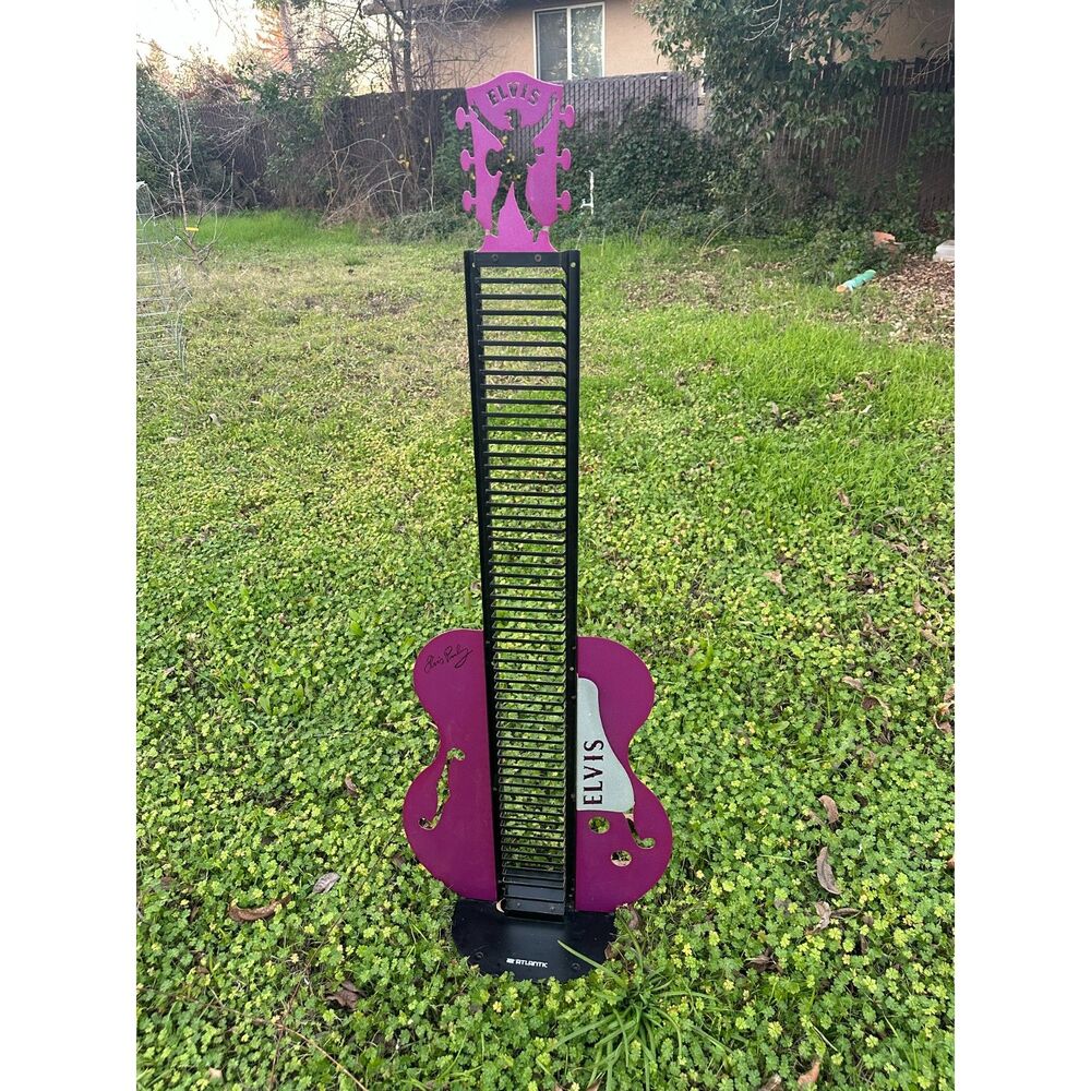 Vintage Atlantic Elvis Presley Guitar Shape CD Tower Rack Wall Mount Free Stand
